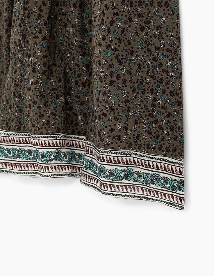 Robe longue fluide kaki à imprimé fleurs fille -5