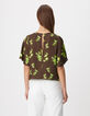 Top fluide marron imprim&eacute; tachiste flou Femme-4