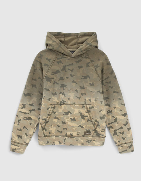 Zandkleurige sweater camouflage-pixelmotief jongens