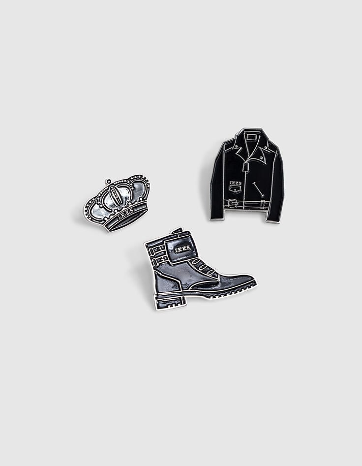Women’s set of 3 Crown/Combat Boots/Biker Jacket brooches-3