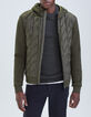 Men's khaki mixed-fabric quilted light padded jacket-1