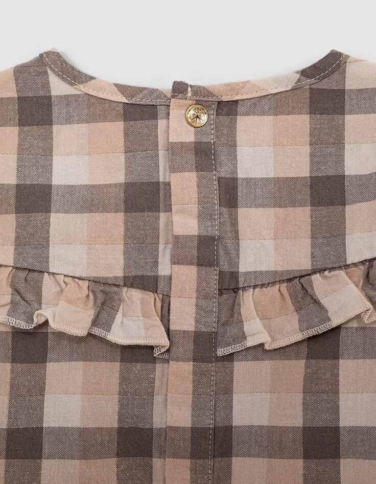 Blouse écrue à carreaux avec volant bébé fille-6