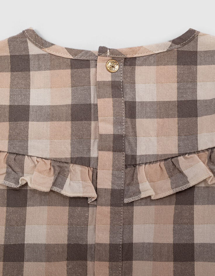 Blouse écrue à carreaux avec volant bébé fille-6 Blouse écrue à carreaux avec volant bébé fille-6
