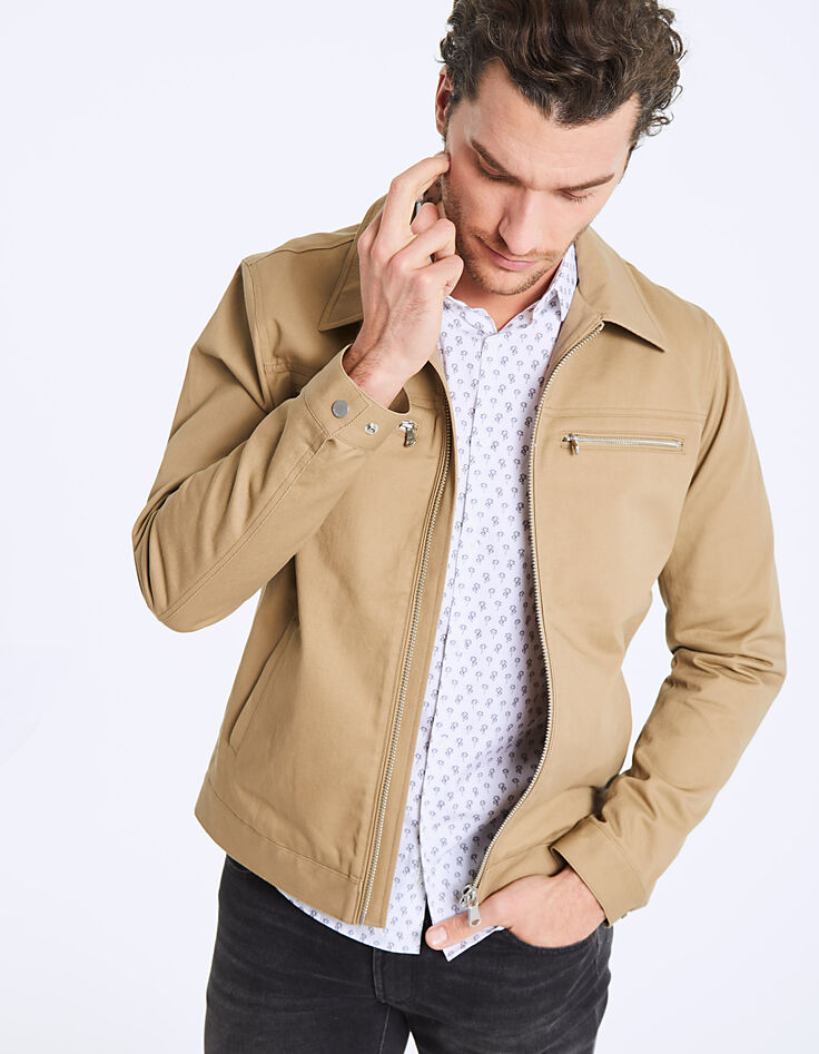 Men's mink-colour zipped pockets jacket-1