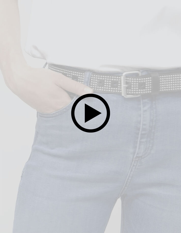 Cintur&oacute;n negro de piel con micro tachuelas para mujer-7