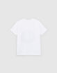 Wit T-shirt biokatoen print en borduursel SMILEYWORLD jongens-2