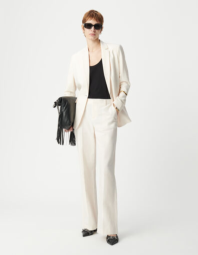 Pantalones de traje de lino y algodón color crudo para Mujer - IKKS