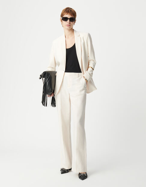 Pantalones de traje de lino y algodón color crudo para Mujer - IKKS