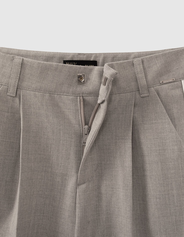 Wijde grijze broek witte stroken opzij meisjes -6