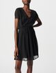 Women's black pleated detail dress-2