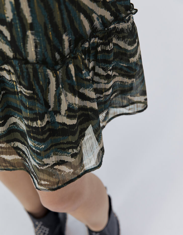 Women’s khaki camouflage jungle print dress-5