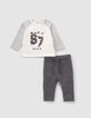 Ensemble jogging gris et tee-shirt b&eacute;b&eacute; gar&ccedil;on-1