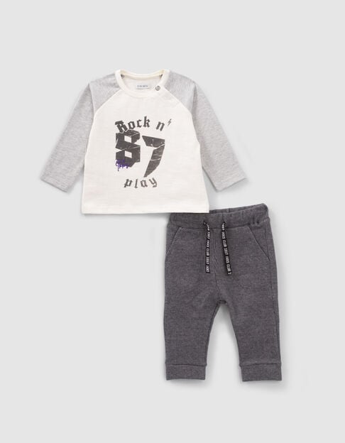 Set bio grijze jogging en T-shirt babyjongens