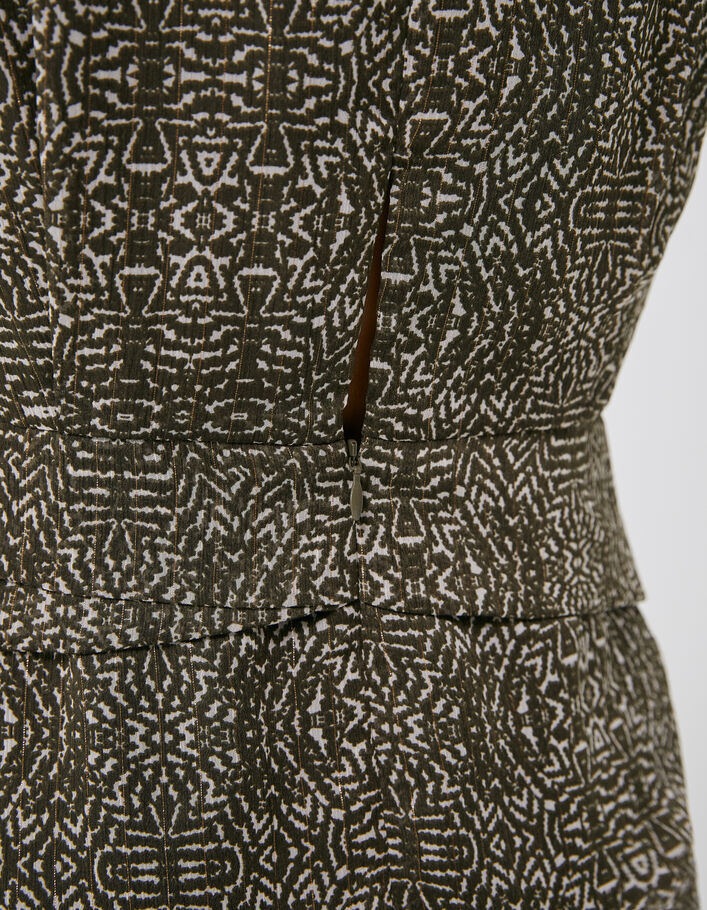 Khaki Damenkleid mit Ethno-Print und Wickeltaille - IKKS
