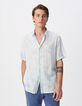 Chemise regular ciel imprim&eacute; floral ray&eacute; Homme-3