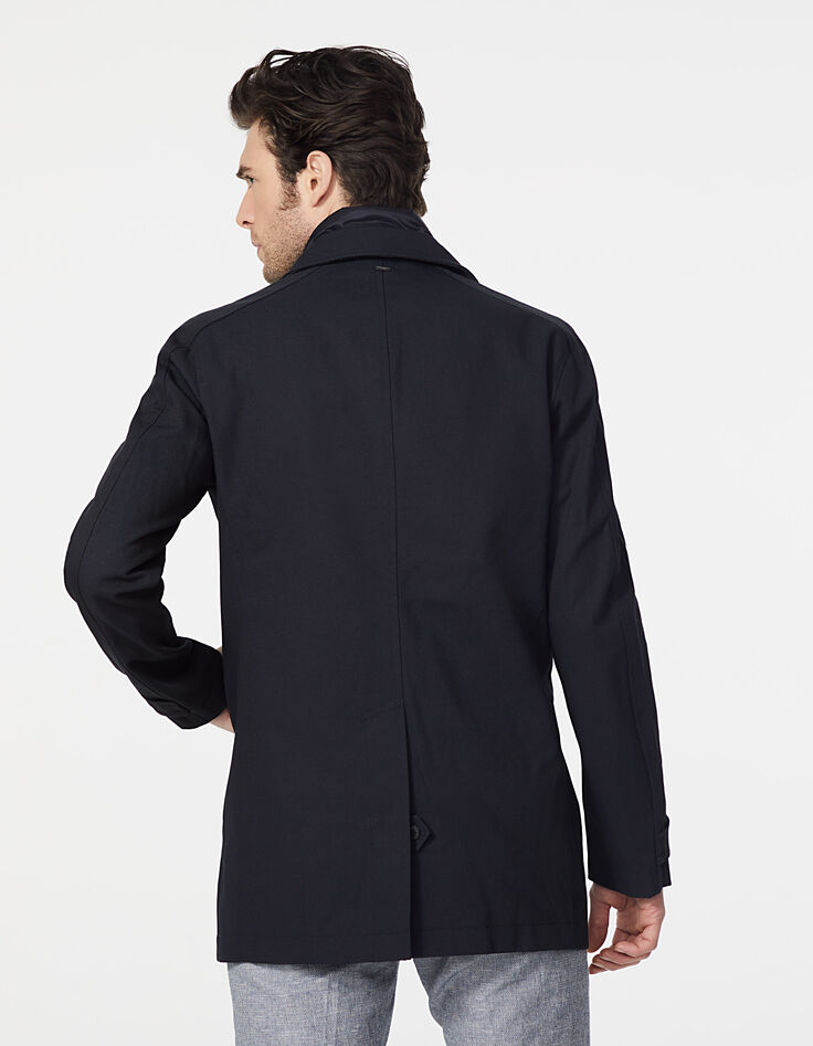 Marineblauwe trenchcoat met afneembaar beleg Heren-3