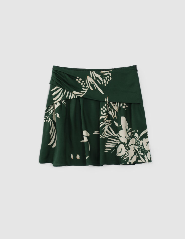 Pure Edition – Women’s green Jungle Vibe print short skirt-7