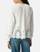 Locker sitzende wei&szlig;e Bluse mit Spitzenstickerei Damen-3