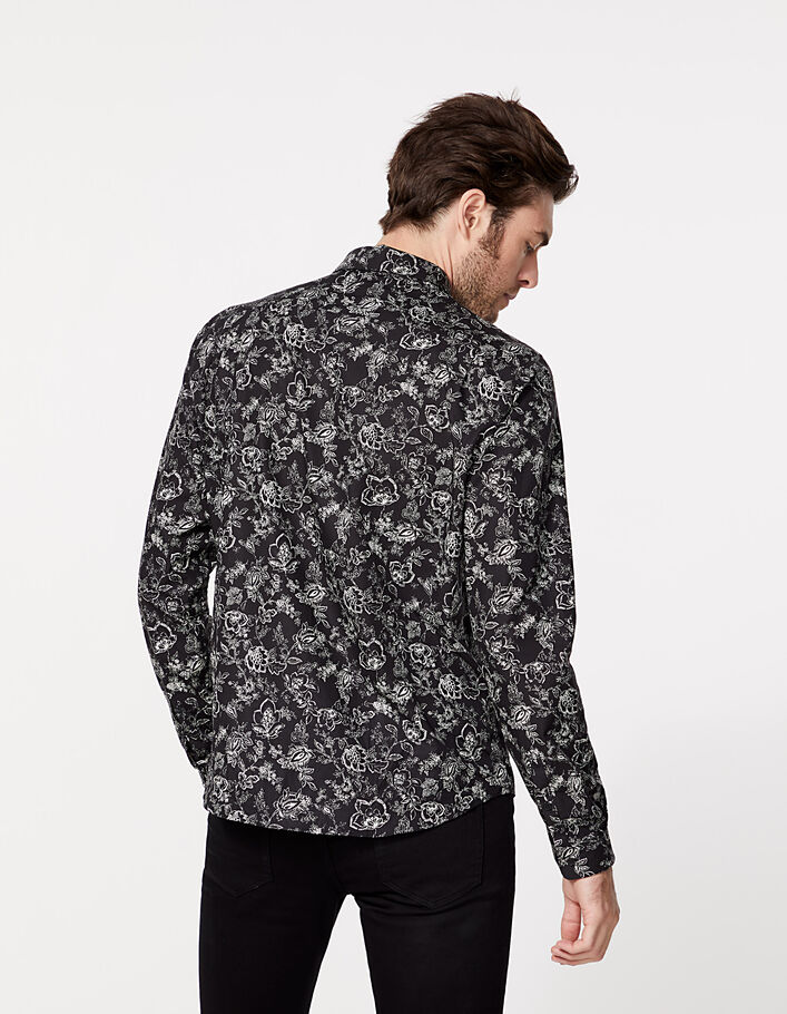 Men’s black floral print REGULAR shirt - IKKS