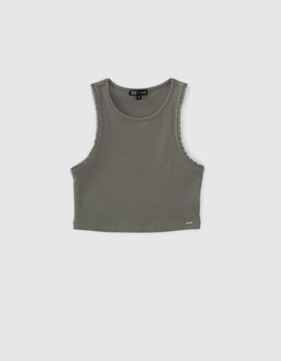 Camiseta tirantes caqui encaje sisas niña - IKKS