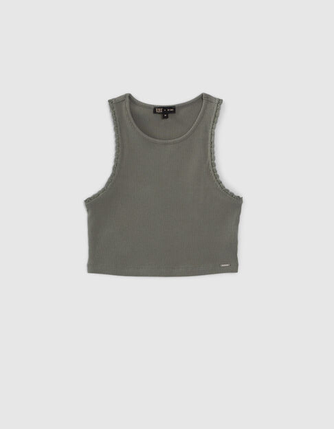 Camiseta tirantes caqui encaje sisas niña - IKKS