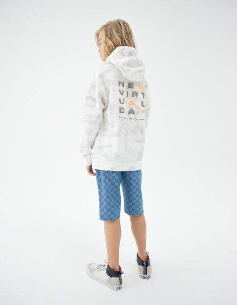 Hellgraues Sweatshirt, Tie-and-Dye, Typo hinten