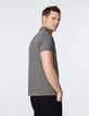 Men’s black striped minimalist Jacquard polo shirt-2