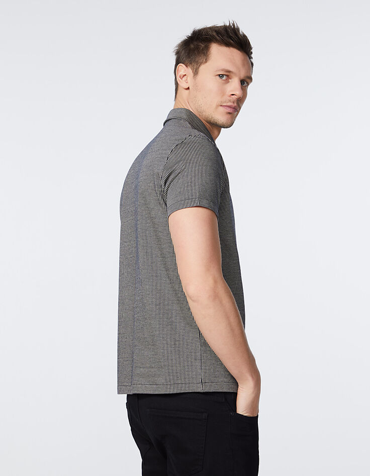 Men’s black striped minimalist Jacquard polo shirt-2