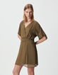 Robe cache-coeur kaki taille drapée Femme-4 Robe cache-coeur kaki taille drapée Femme-4