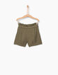 Short fluide paperbag kaki en Tencel&copy; fille-4