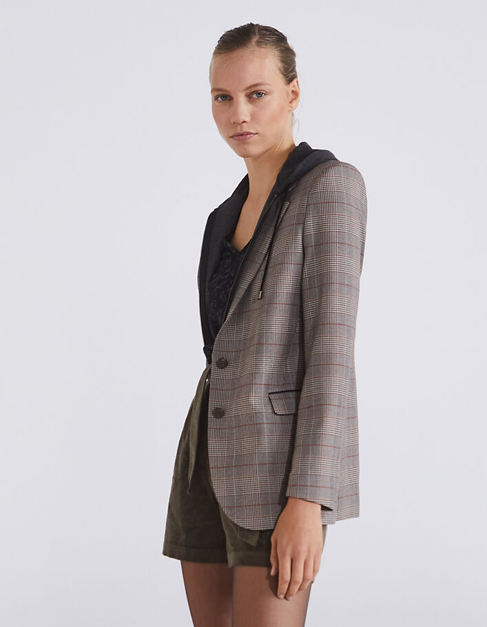 Chaqueta traje revest. capucha extraíble mujer-1