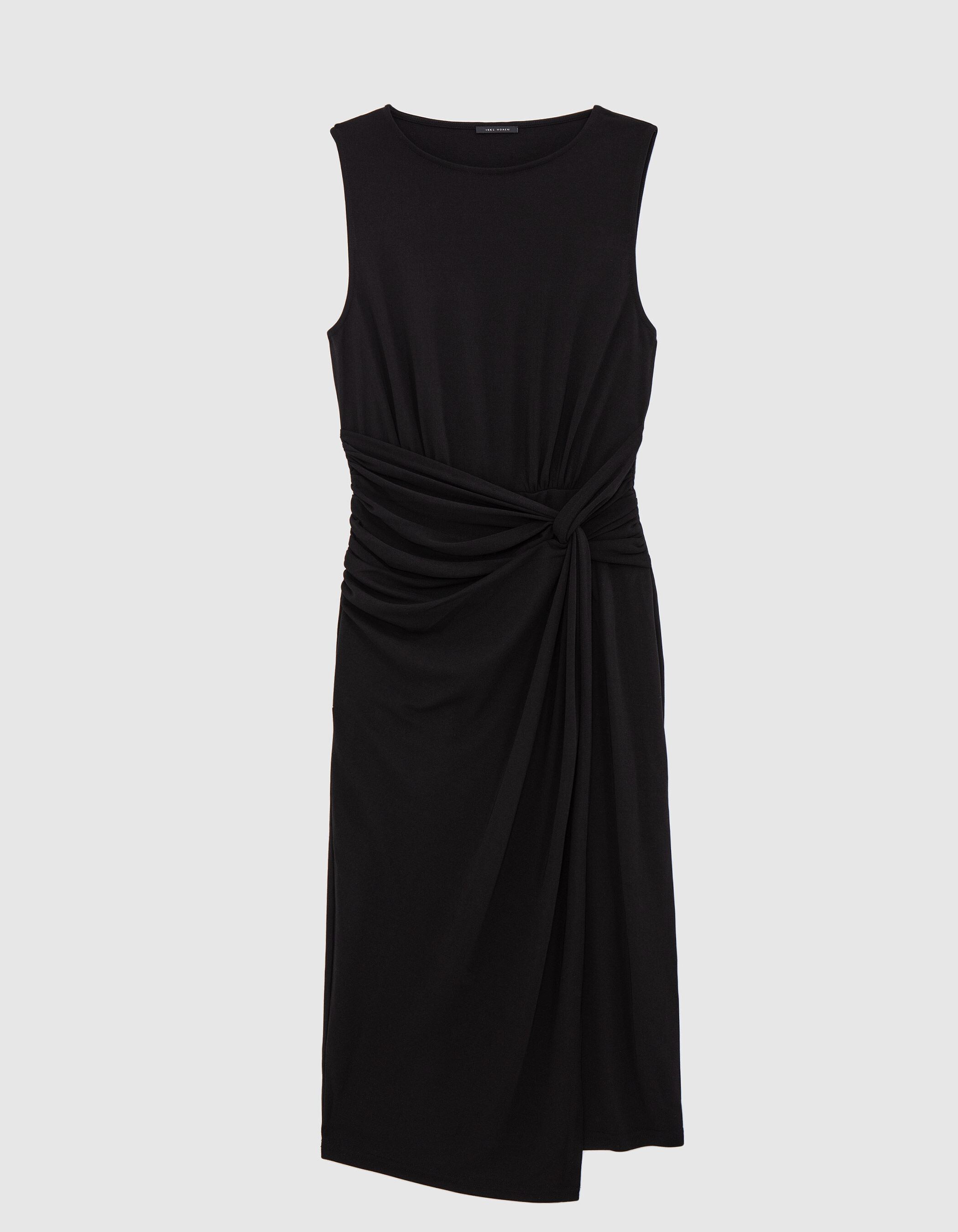 Robe noire maille recyclee effet portefeuille drape Femme IKKS