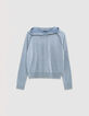 Jersey capucha azul cielo punto fino lúrex mujer-7
