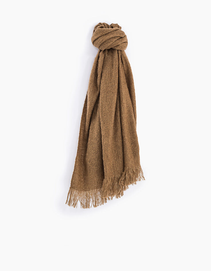 Echarpe mousseuse camel femme-1