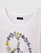 Girls' off-white Peace & Love flower organic T-shirt-3