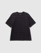 Men’s black t-shirt with ecru stripes-5