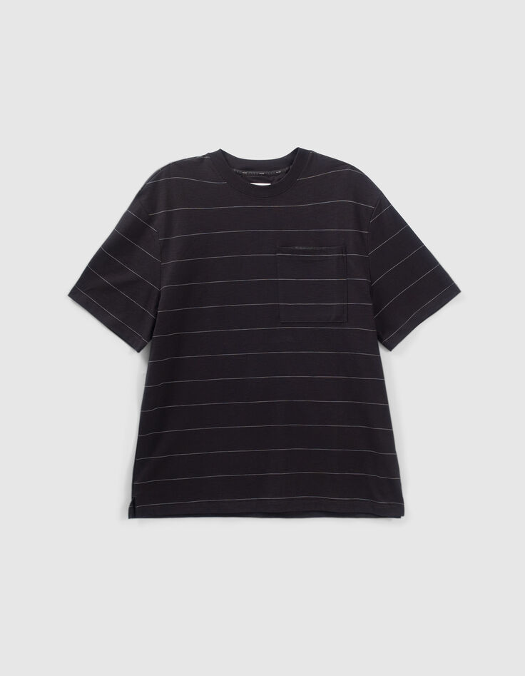 Men’s black t-shirt with ecru stripes-5 Men’s black t-shirt with ecru stripes-5
