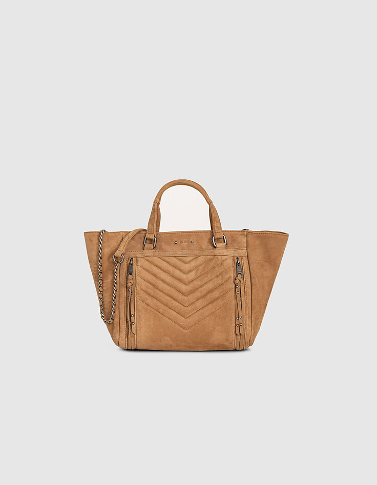 Sac cabas LE 1440 MEDIUM SABLE en cuir de chèvre velours femme-1