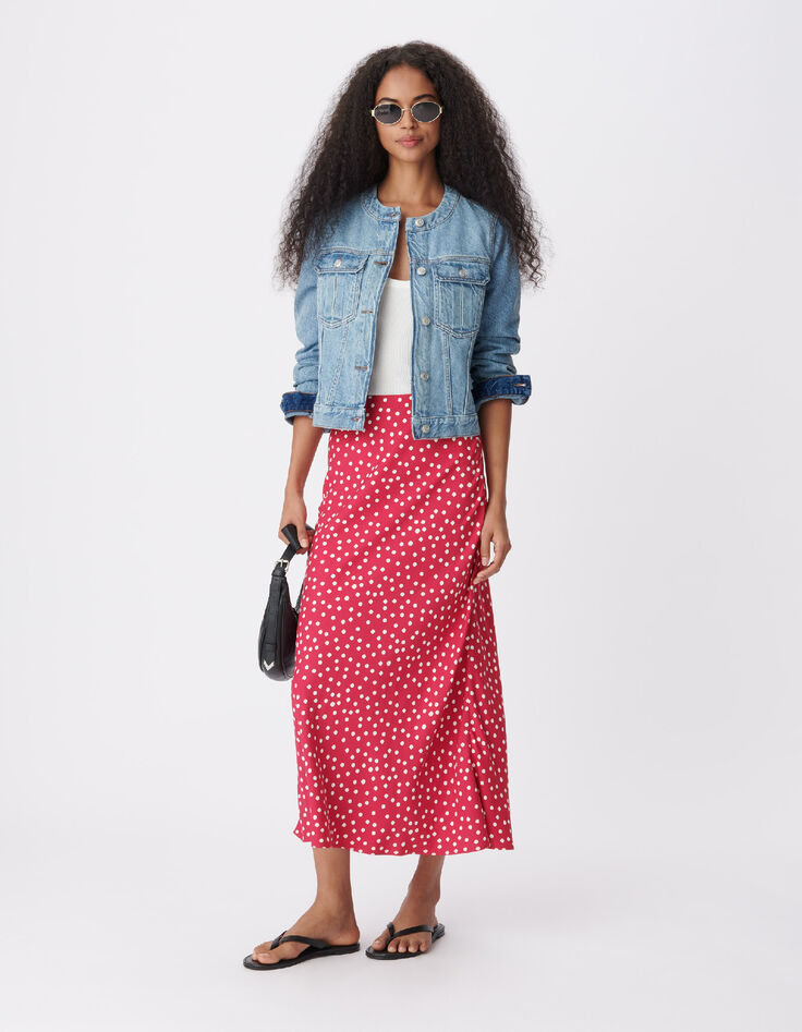 Veste en jean bleu col rond Femme-2