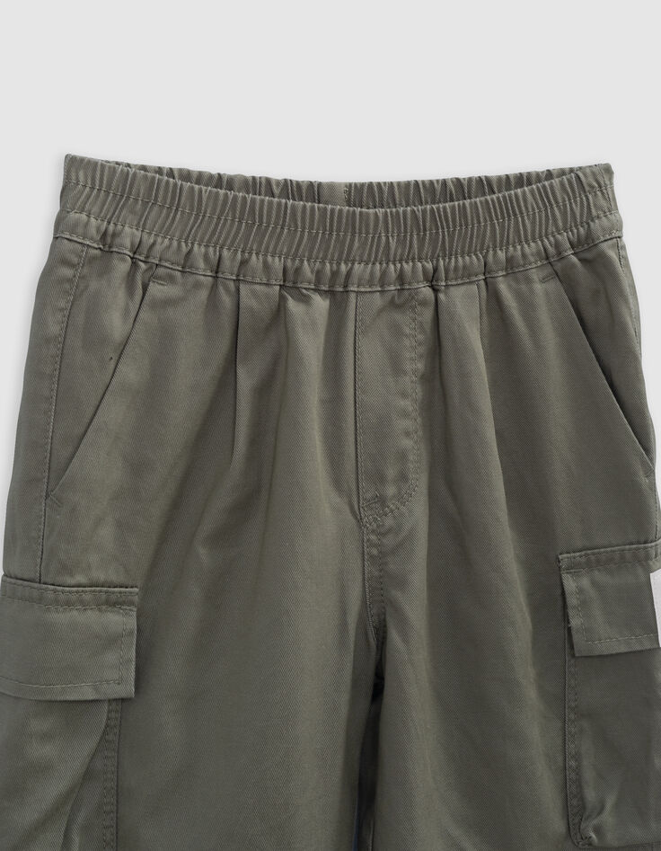 Khaki Jungen-JOGGER-Bermudas aus Lyocell-Mix-5