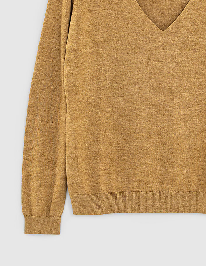 Gebreide camel trui sieraad-army visgraat dames-3