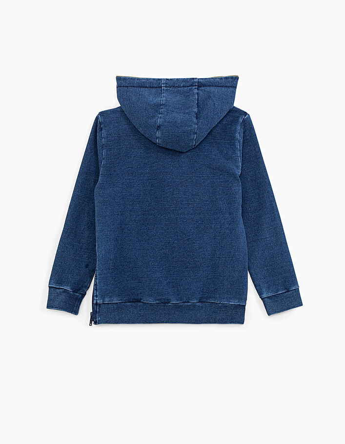 Boys’ indigo sweatshirt with leopard print and badge