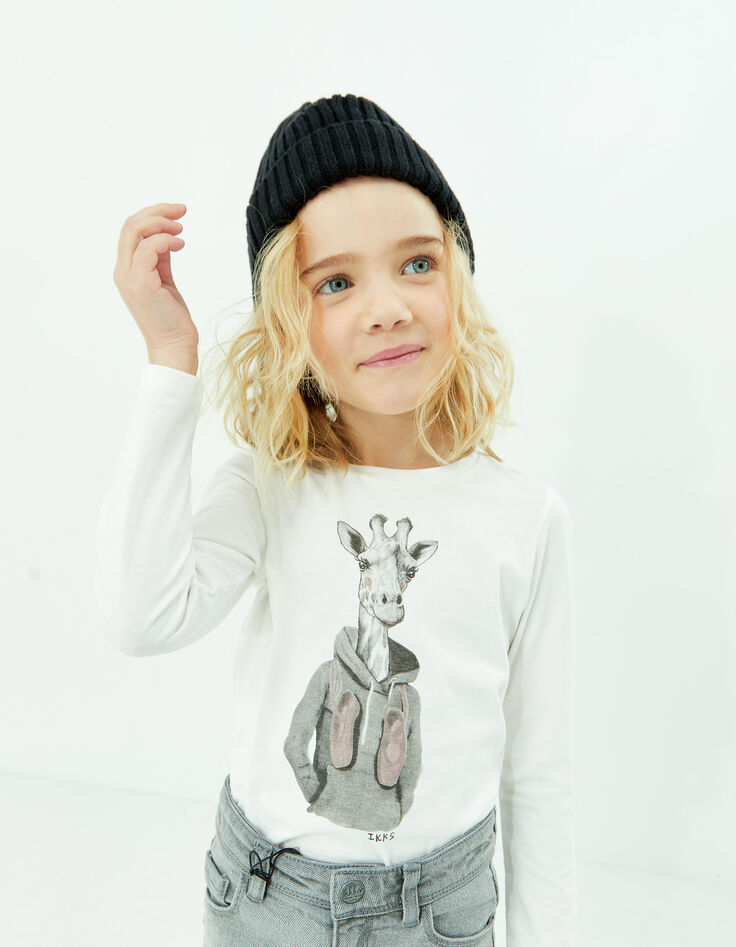 Camiseta blanco roto jirafa bailarinas ni&ntilde;a-1