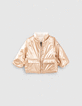 Baby girls’ gold nylon and ecru quilted reversible jacket-1