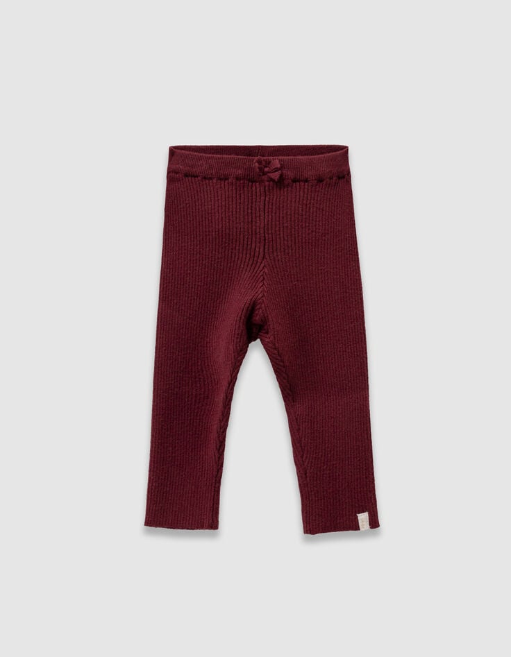 Set gebreide ecru trui en bordeaux legging babymeisjes-5