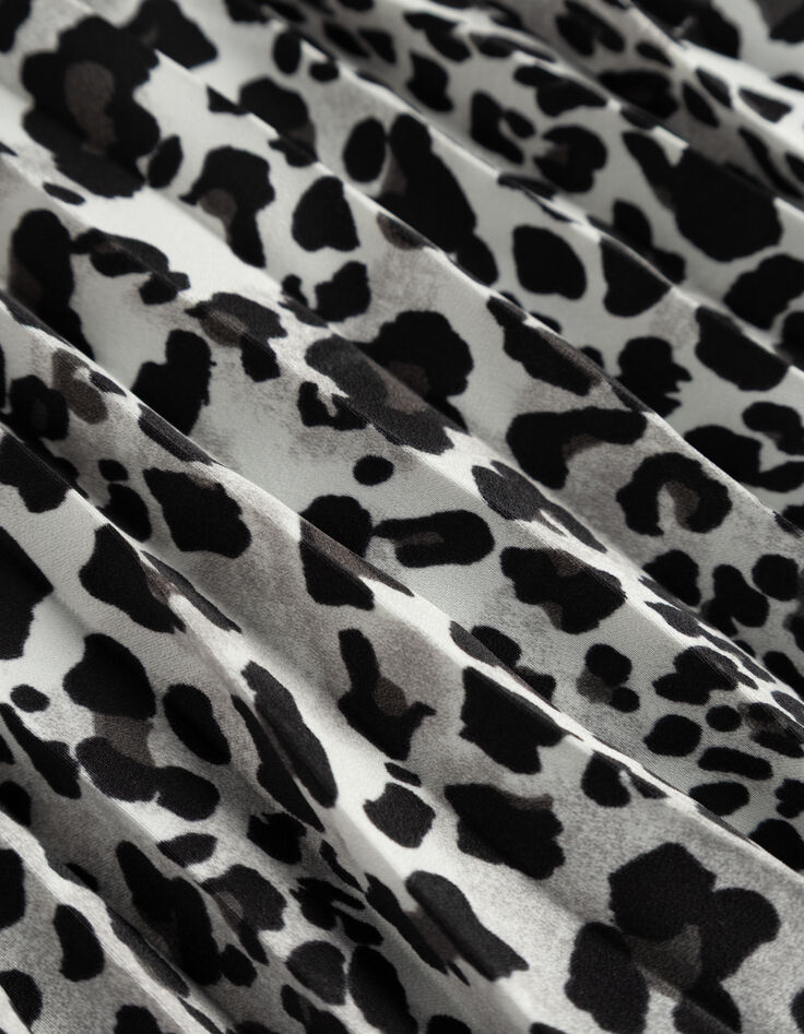 Grijze plisséjurk blote rug polyester panter Dames-2