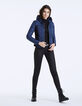 Marineblaue Damen-Steppjacke mit Kapuze und Mesh-6