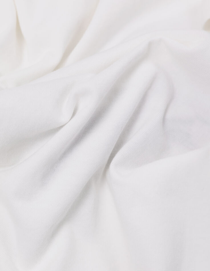 Tee-shirt blanc cass&eacute; t&ecirc;te de mort et broderie Femme-7