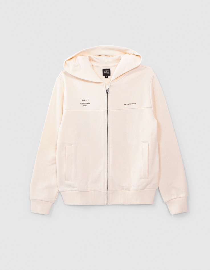 Cremewei&szlig;e Jungenstrickjacke mit Schriftzug hinten-8