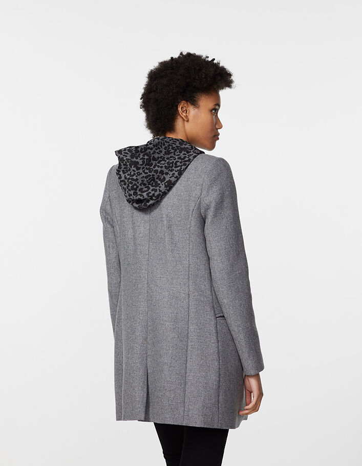 Women’s wool cloth mid-length coat + removable hood - IKKS